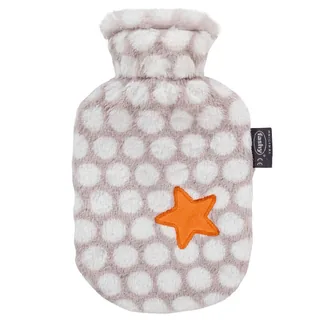 Fashy Covered Children's Hot Water Bottle - Spotted Orange Star 0.8 L