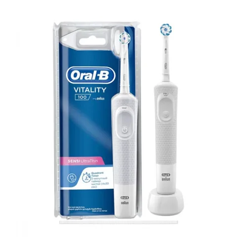 Oral-B فرشاة أسنان كهربائية فيتاليتي كروس اكشن مؤقت رباعي من اورال بي ابيض