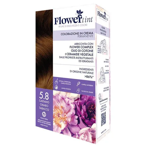 Flowertint Cream Coloration Hair Dye Kit 5.8 Light Brown Tobacco
