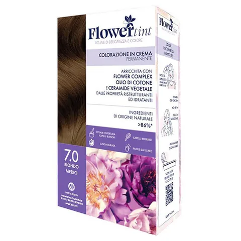 Flowertint Cream Coloration Hair Dye Kit 7.0 Medium Blonde