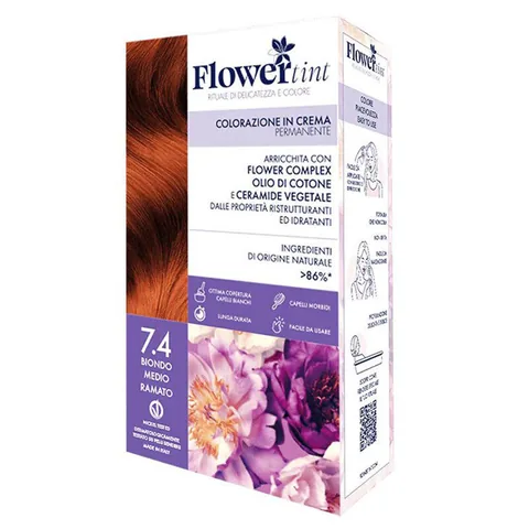 Flowertint Cream Color Hair Dye Kit 7.4 Medium Ash Blonde