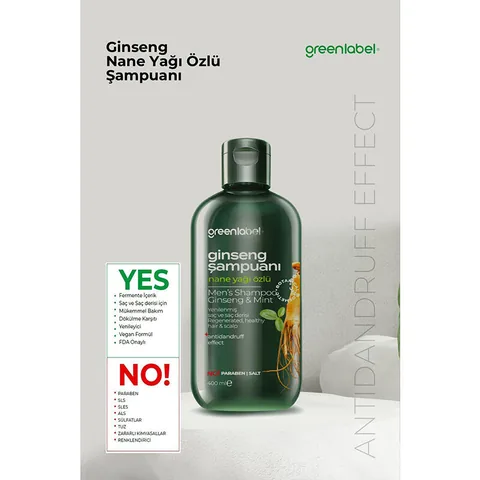 Greenlabel شامبو جرين ليبل للرجال بزيت الجينسنغ والنعناع 400 مل