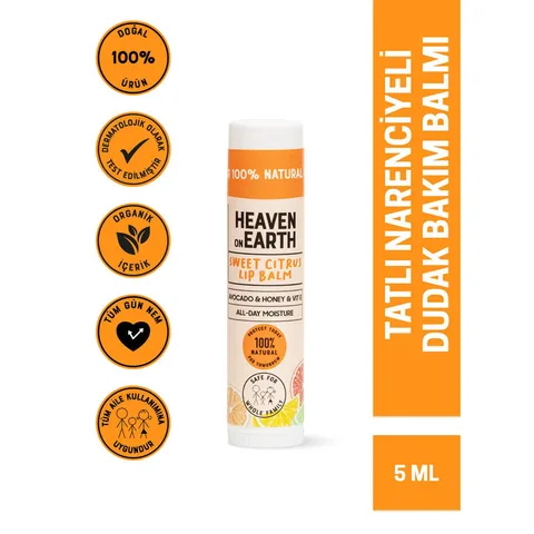 Heaven On Earth مرطب شفاه هيفن أون إيرث ١٠٠٪ طبيعي وعضوي ٥ غرام بنكهة الحمضيات الحلوة