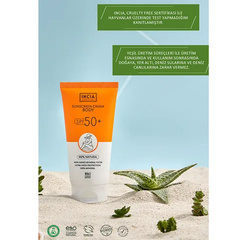 Incia Natural Body Sunscreen 50 spf 150 ml