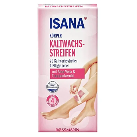 Isana 20 قطعة من شرائح الشمع البارد للجسم من إيزانا + 4 قطع مناديل تنظيف