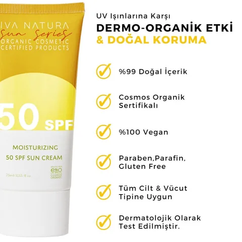 Iva Natura Organic Moisturizing And Protective 50 spf Sun Cream 75 ml