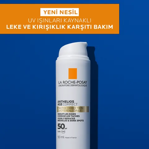 La Roche-Posay كريم الوجه المضاد للشيخوخة أنثيليوس إيج كوريكت بعامل حماية من الشمس 50+ من لا روش بوزيه، 50 مل