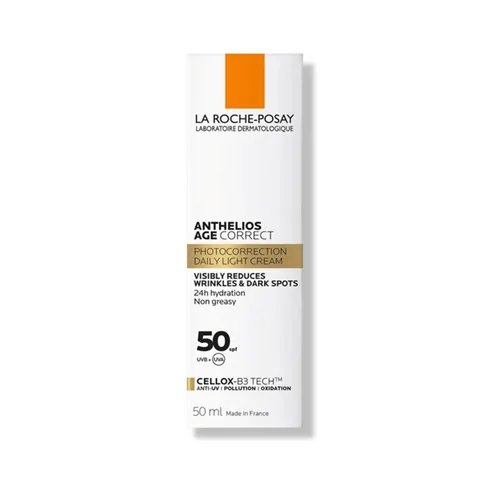 La Roche-Posay كريم الوجه المضاد للشيخوخة أنثيليوس إيج كوريكت بعامل حماية من الشمس 50+ من لا روش بوزيه، 50 مل