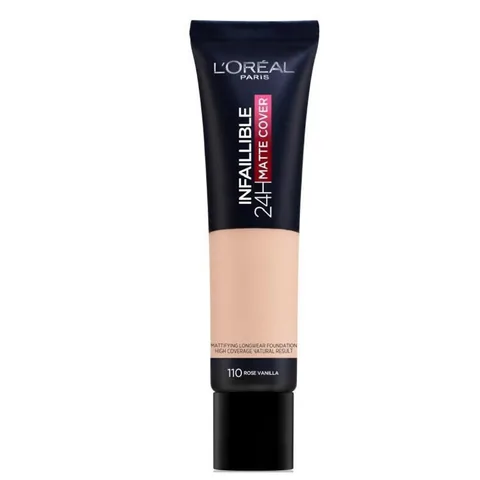 L'Oreal Paris كريم أساس لوريال باريس إنفاليبل عالي التغطية 24 ساعة مات كوفر 110 وردي فانيليا 30 مل
