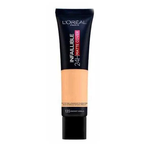 L'Oreal Paris كريم أساس لوريال باريس إنفاليبل عالي التغطية غير اللامع يدوم 24 ساعة 135 فانيليا مشرقة 30 مل
