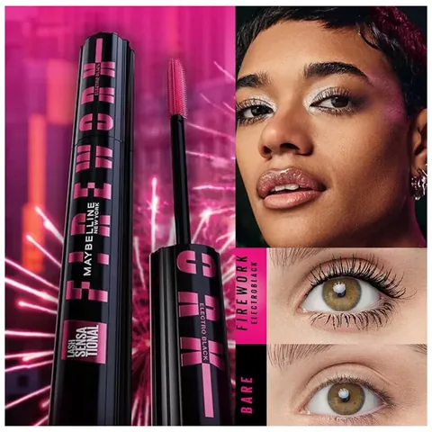 Maybelline ماسكارا مايبيلين فايروورك إلكترو بلاك كثافة ولمعان 360 درجة