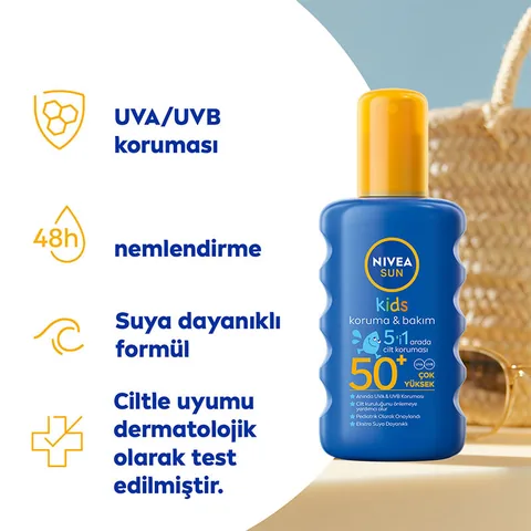 NIVEA نيفيا بخاخ مرطب للأطفال للوقاية من الشمس بعامل حماية 50، 200 مل