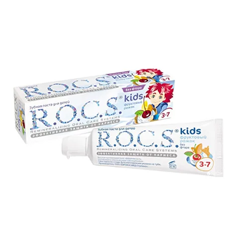 Детская зубная паста Rocs для детей 3-7 лет (фруктовый рожок) 35 мл.