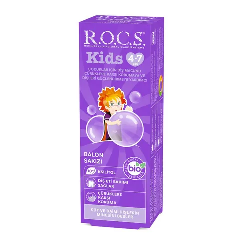 Rocs معجون أسنان روكس كيدز بنكهة الفواكه للأطفال من عمر 4 إلى 7 سنوات (علكة) 35 مل.