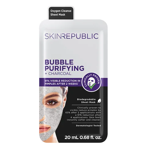 Skin Republic قناع الوجه سكين ريبابليك بابل المنقي + الفحم، 25 مل