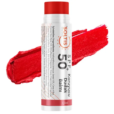 Солнцезащитный увлажняющий бальзам для губ SPF50+ 5 мл - Клубника от Soltis