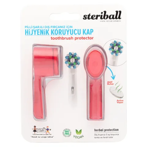 Контейнер для зубных щеток Steriball гигиеничный для батарейных или перезаряжаемых щеток - красный
