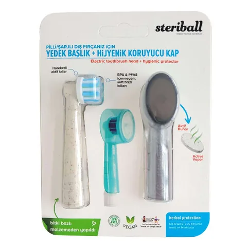 Запасная головка Steriball + гигиеническая защитная крышка для электрической зубной щетки Steriball