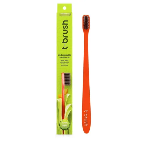 T Brush Biodegradable Toothbrush Medium Hard Red