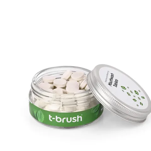 Таблетки для полоскания рта с мятным вкусом с фтором 75 штук от T Brush