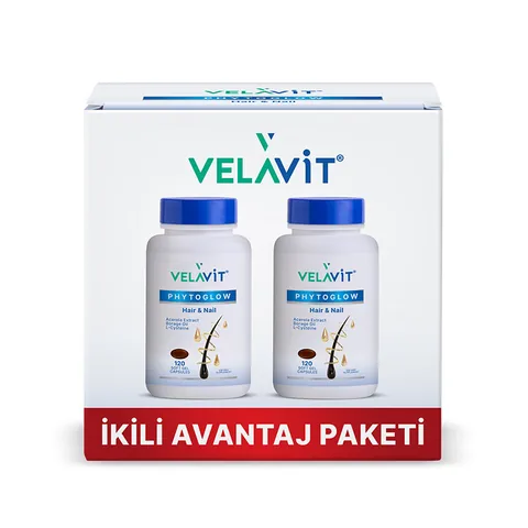 Velavit كبسولات فيلافيت فيتوجلو للشعر والأظافر، 120 كبسولة هلامية ناعمة، عبوة مزدوجة المزايا