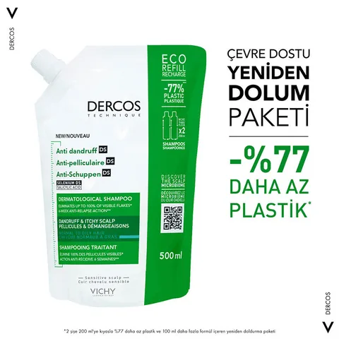 Шампунь Vichy Dercos против перхоти 500 мл - для нормальных и жирных волос