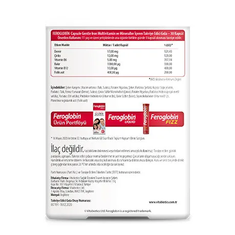 Vitabiotics Feroglobin Eisenkapseln für Energie und Vitalität 30 Stück