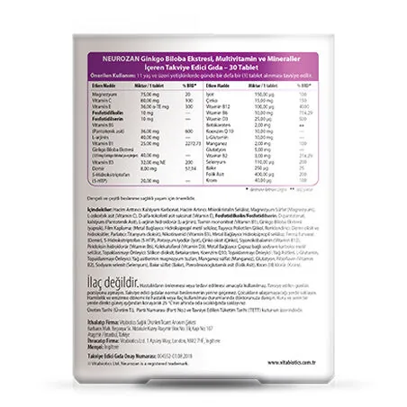 Vitabiotics Neurozan Gehirngesundheitspräparat 30 Tabletten