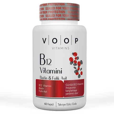 Voop مكمل غذائي من فيتامين ب12 من فووب، 60 كبسولة