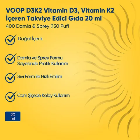 Voop فووب د3 ك2 فيتامين يحتوي على غذاء مكمل غذائي 20 مل