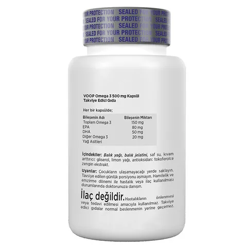 Voop Omega-3 500mg Nahrungsergänzungsmittel - 60 Kapseln für Herz &amp; Gehirn