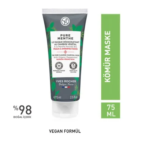 Yves Rocher Pure Menthe Anti-blackhead Charcoal Mask 75 ml