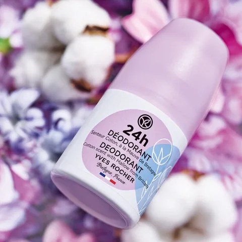 Yves Rocher مزيل عرق رول أون من إيف روشيه زهرة القطن والخطمي ٥٠ مل